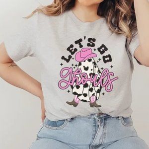 Lets Go Ghouls Shirt Funny Boo Cow Western T-Shirt